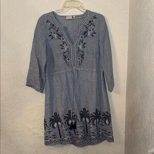Spartina 449 Light Blue Embroidered Tunic Dress